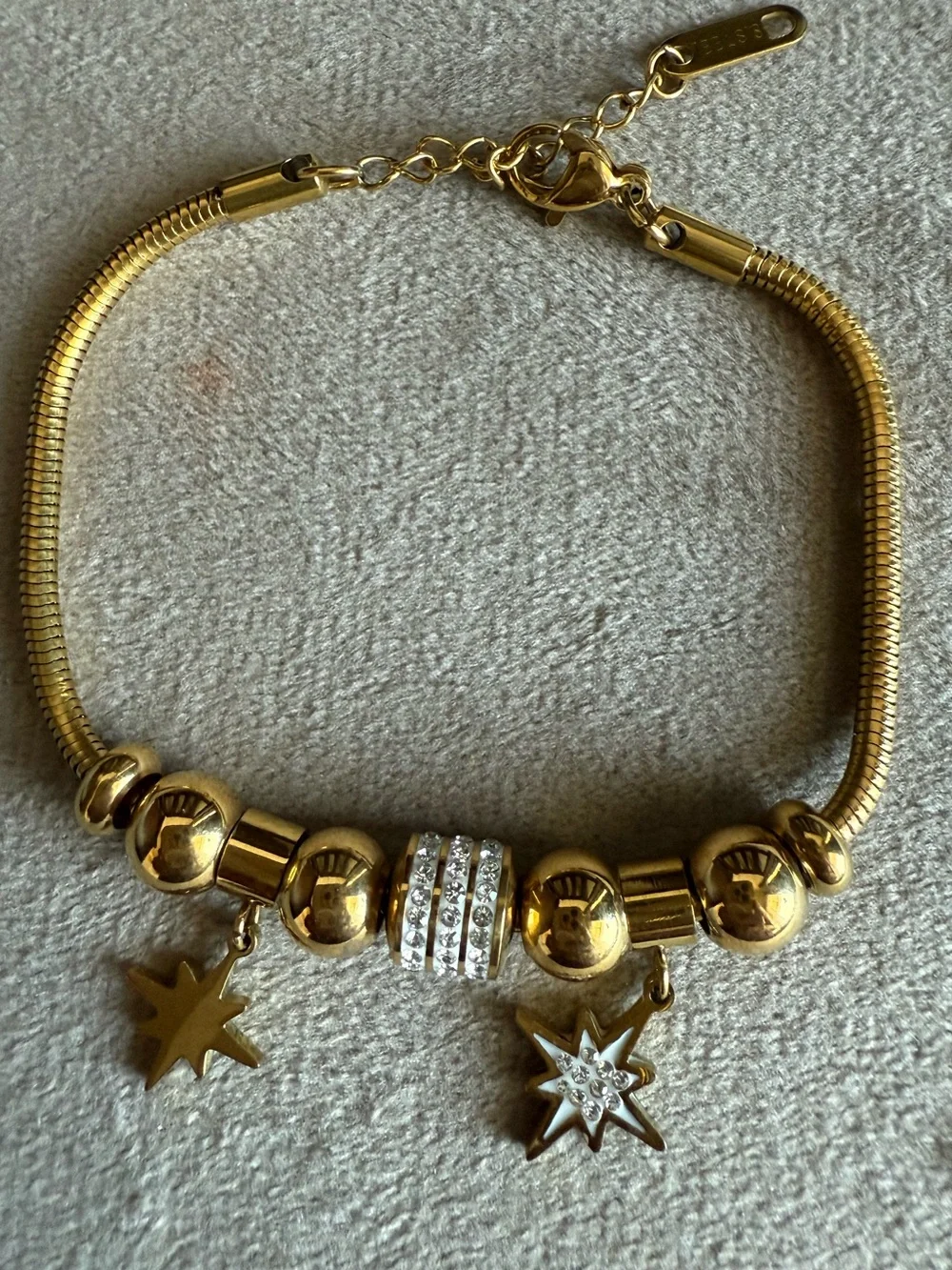 Gold Star Charm Bracelet with Crystal Accent - Women Jewelry